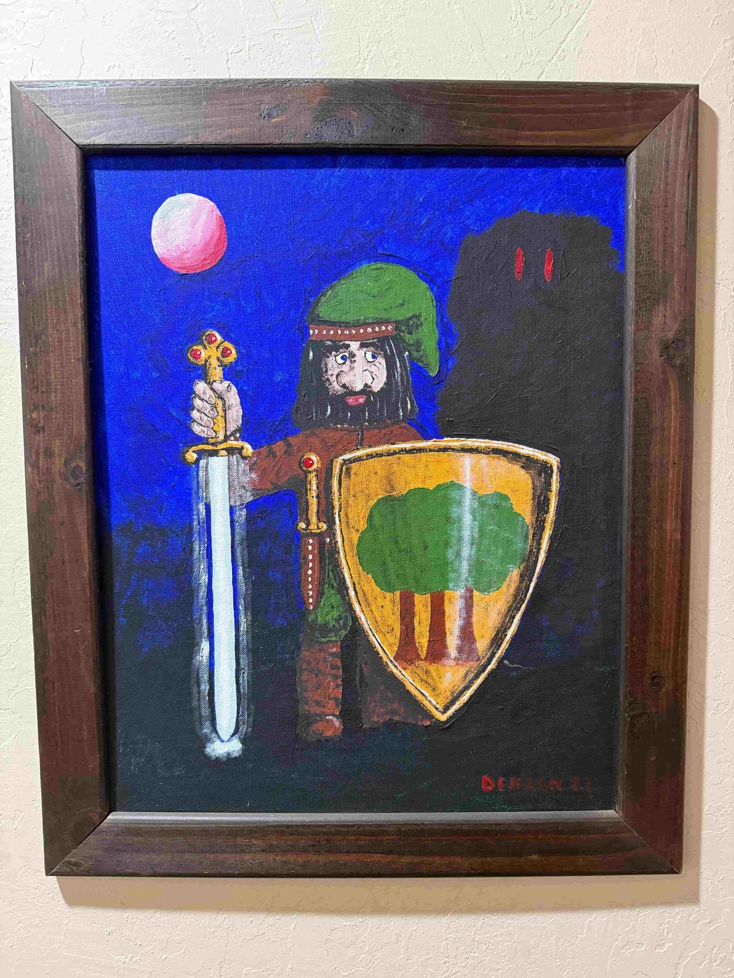 The Dwarf and the Shadow, acrylic on canvas by Rene DeHaan, 1977