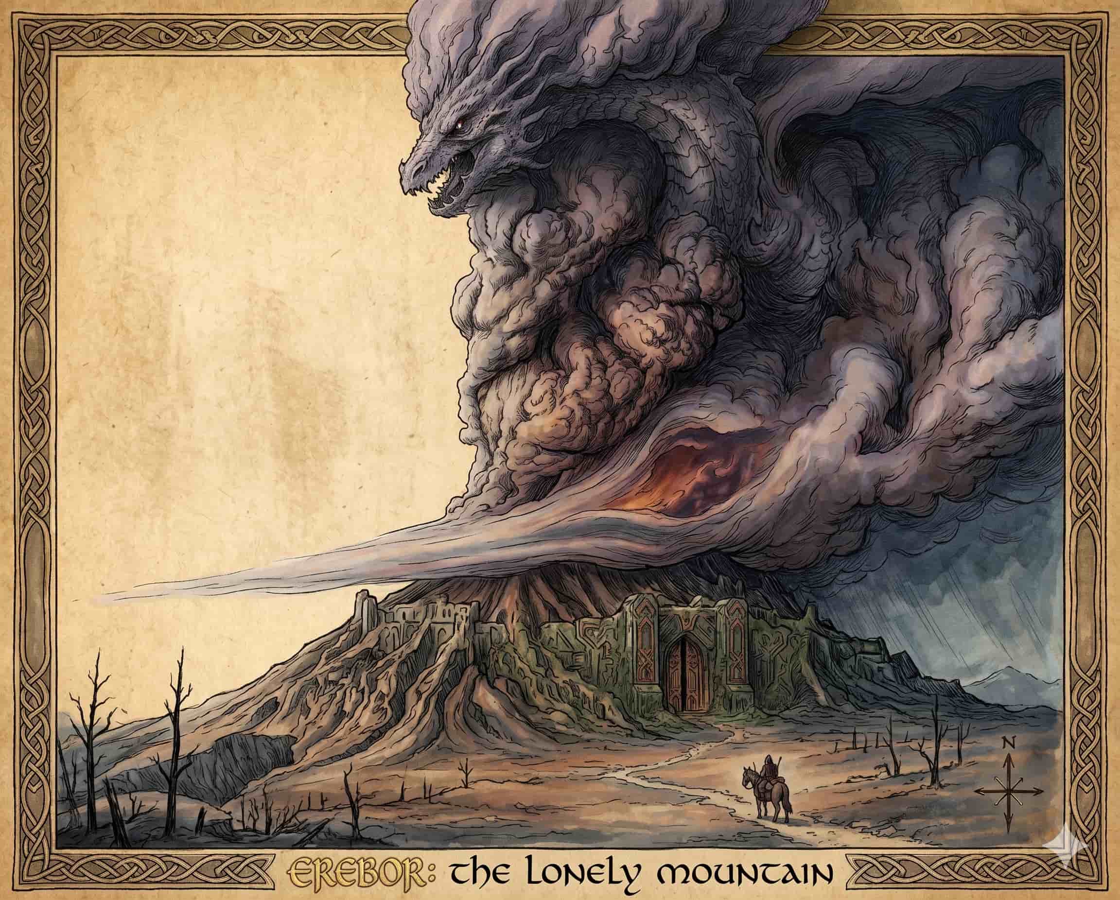 Erebor: The Lonely Mountain — illustrated echo of Rene DeHaan's Mt. St. Helens photograph