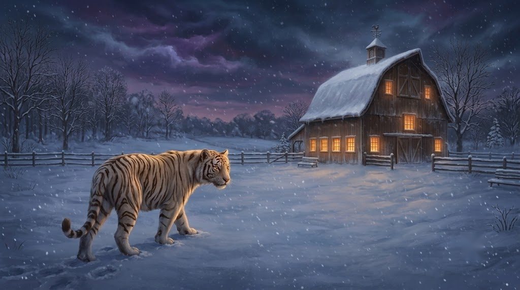 White tiger illustration by Rene DeHaan